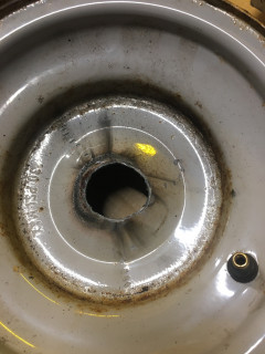 Hubs cut out of snowblower rims.