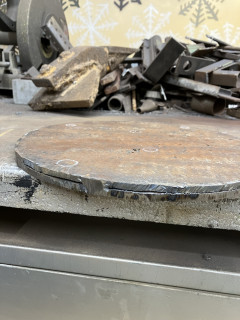 Cut two 1/4” plates with plasma, then tack welded them together.