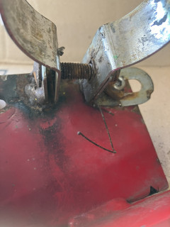 Mig welded coil bracket, you can see the Mig wire still on it