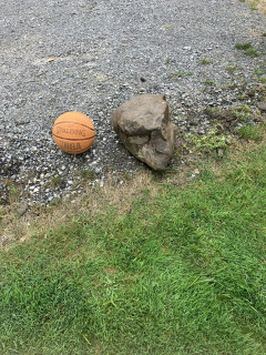 Basketball to compare size of rock