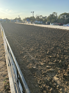 The pulling track was wet so they ran over it with a chisel plow and let the sun dry it out some