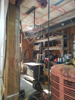 Over head crane with snatch block on the old A to pull up the offsets