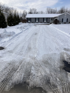 Still have 3” of ice and packed snow on the one driveway.