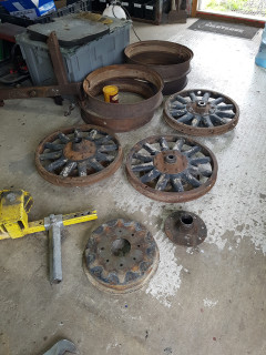 Dodge wheels, hub and drum remove from first one