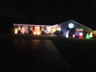 Christmas lights in front of house 2021