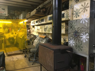 Wood furnace I built a few years ago. Weld area behind yellow curtain.
