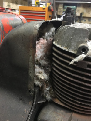 Mouse nest in flywheel housing of Kohler 321