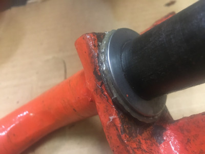 Thrust bearing and washers installed