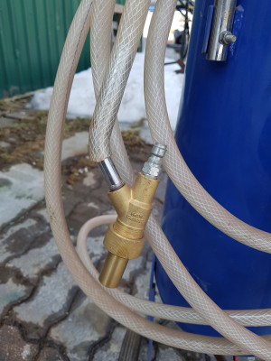 Brass piece attaches to the pressure washer wand