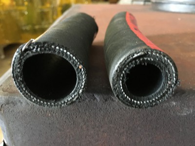 Cross section of hydraulic hose used to make connections.