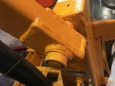 Painted loader arms and mast assembled