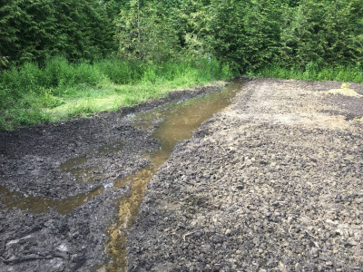 Trench completely filled with water