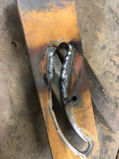 Welded plate where it was worn.