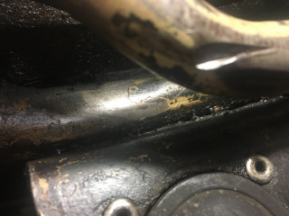 Gouge in pipe here also!